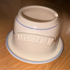 Charming Ceramic Honey Pot with Lid - White and Blue